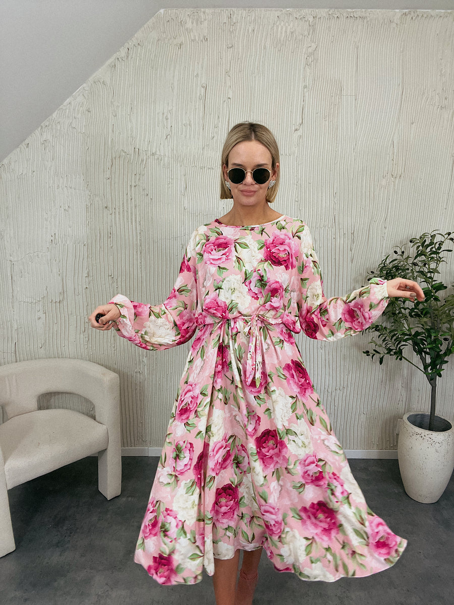 Sukienka Josette Ecru Flowers 100 wiskoza Dolly Glam Shop